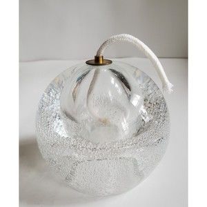 Art Glass Oil Lamp Decorative Ornament Clear Controlled Bubbles Home Decor Gift